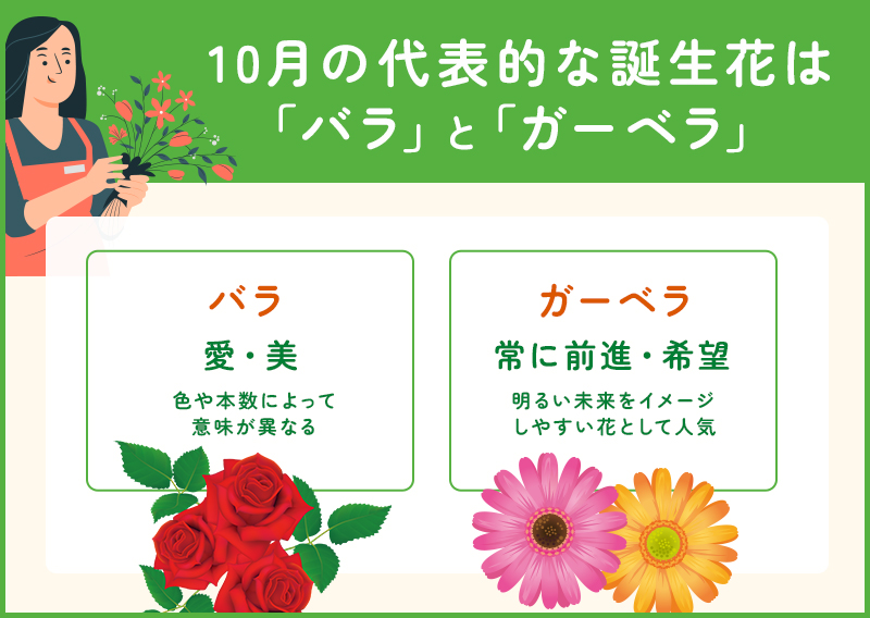 バラとガーベラは10月の誕生花