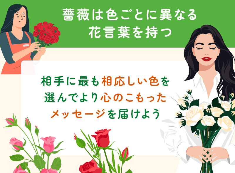 バラは色ごとに異なる花言葉を持つ